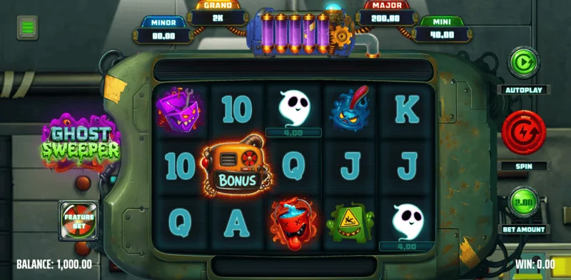 Ghost Sweeper – glavni ekran igre sa mrežom 5x3